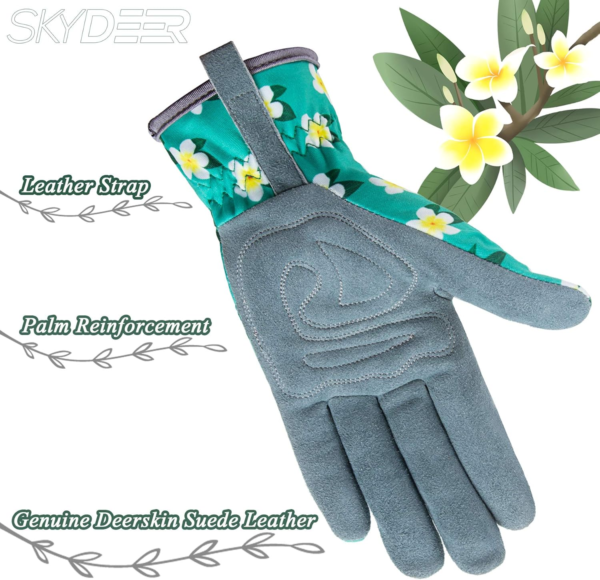 Women'S Gardening Gloves - Genuine Deerskin Suede, Ultra-Soft Padded, Thorn & Puncture Resistant, Comfort Fit - Image 3