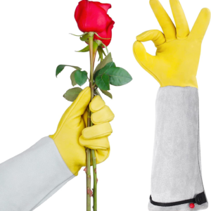 Gardening Gloves for Women/Men, Rose Pruning Thorn-Proof Gloves, with Adjustable Cuff and Durable Goatskin Leather, Comfy Breathable Long Sleeve Work Garden Gauntlet Gloves for Yard Work(L)
