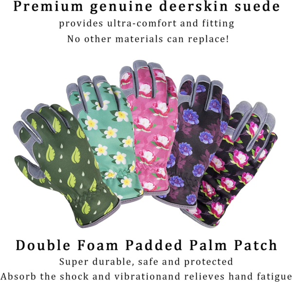 Women'S Gardening Gloves - Genuine Deerskin Suede, Ultra-Soft Padded, Thorn & Puncture Resistant, Comfort Fit - Image 7
