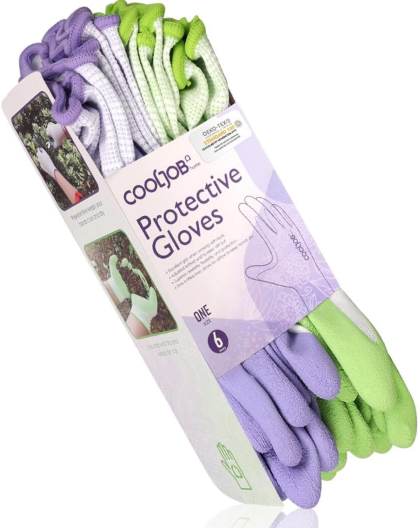 6 Pairs Gardening Gloves for Women Ladies, Breathable Rubber Coated for Yard Garden, Outdoor Indoor Protective Work, Medium Size, Lavender Purple & Apple Green - Image 4