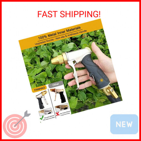 FANHAO Garden Hose Nozzle, 100% Heavy Duty Metal Spray Nozzle High Pressure Wate - Image 2