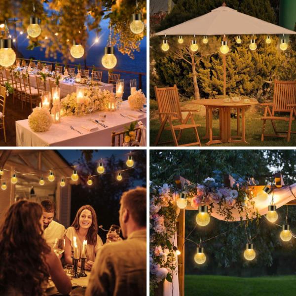 Solar Lights Outdoor Decorative 12 Pack, Hanging Solar Garden Lights Waterproof, Solar Powered Globe Lantern Cracked Glass Ball Lights for Yard Patio Fence Tree Umbrella Holiday Decoration,Warm White - Image 7