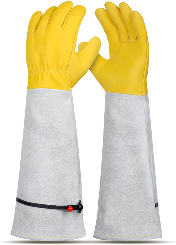 Gardening Gloves for Women/Men, Rose Pruning Thorn-Proof Gloves, with Adjustable Cuff and Durable Goatskin Leather, Comfy Breathable Long Sleeve Work Garden Gauntlet Gloves for Yard Work(L) - Image 8