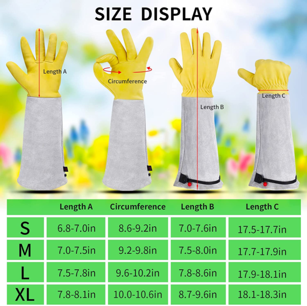 Gardening Gloves for Women/Men, Rose Pruning Thorn-Proof Gloves, with Adjustable Cuff and Durable Goatskin Leather, Comfy Breathable Long Sleeve Work Garden Gauntlet Gloves for Yard Work(L) - Image 5