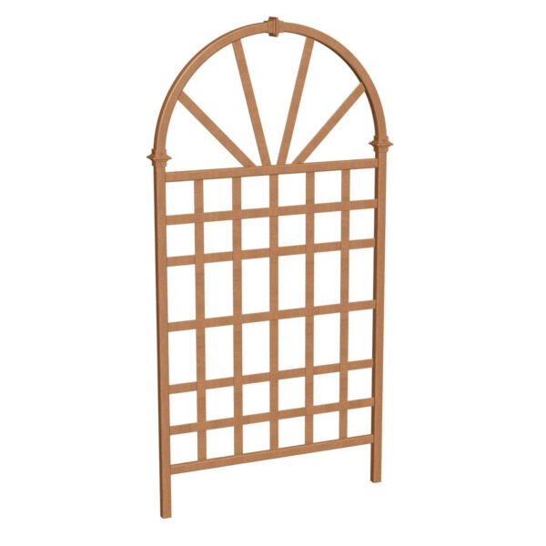 77-inch Outdoor Light Brown Vinyl Lattice Garden Trellis with Arched Top - Image 2