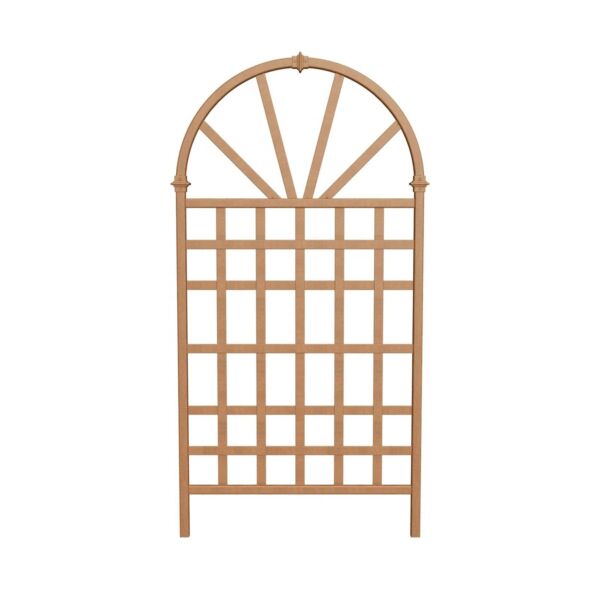 77-inch Outdoor Light Brown Vinyl Lattice Garden Trellis with Arched Top - Image 4
