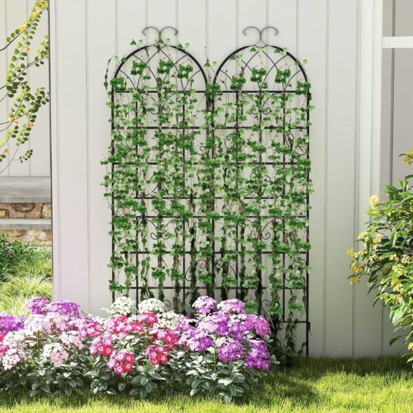 Set of 2 - 6-Ft Heavy Duty Outdoor Galvanized Metal Garden Trellis - Image 2