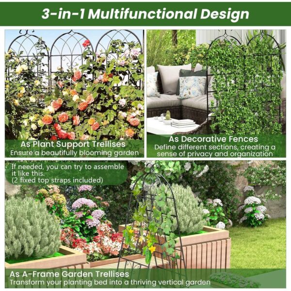 Set of 2 - 6-Ft Heavy Duty Outdoor Galvanized Metal Garden Trellis - Image 4
