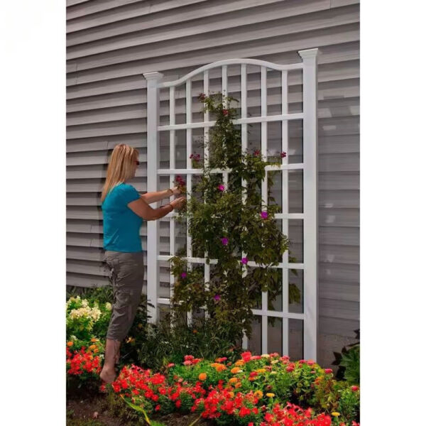 Large 8-Ft x 4.5-Ft Outdoor White Vinyl Garden Trellis Privacy Screen - Image 2