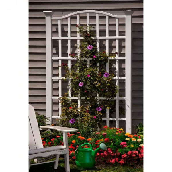 Large 8-Ft x 4.5-Ft Outdoor White Vinyl Garden Trellis Privacy Screen - Image 3