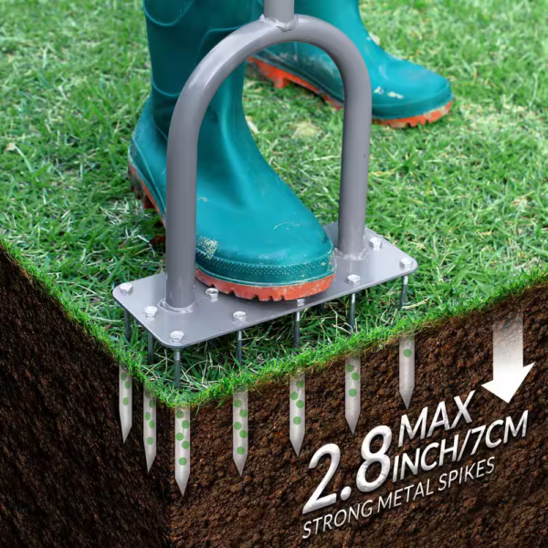 15 Iron Spikes Lawn Aerator Metal Manual Dethatching Soil Aerating Lawn T-Handle Grass Aerator Tools for Yard and Lawn - Image 3