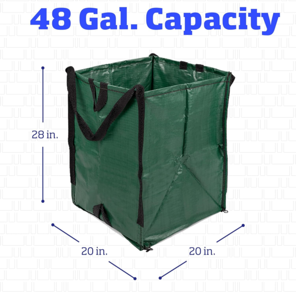 Heavy Duty Home and Yard Bags 48-Gallon Reusable Self-Standing Lawn and Leaf Bags Garbage Can with Reinforced Handles, Green - Image 7