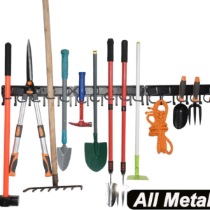 All Metal Garden Tool Organizer,Adjustable Garage Wall Organizers and Storage,Heavy Duty Wall Mount Holder with Hooks for Broom,Rake,Mop,Shovel.(3 Pack)