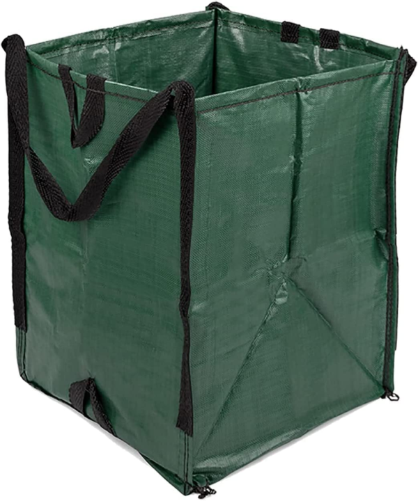 Heavy Duty Home and Yard Bags 48-Gallon Reusable Self-Standing Lawn and Leaf Bags Garbage Can with Reinforced Handles, Green