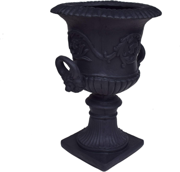 Gdfstudio Garden Urn Planter, Roman, Botanical, Black Lightweight Concrete - Image 7