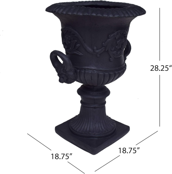 Gdfstudio Garden Urn Planter, Roman, Botanical, Black Lightweight Concrete - Image 6