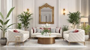 Elegant Parisian Charm in a Luxury Hotel Lobby,