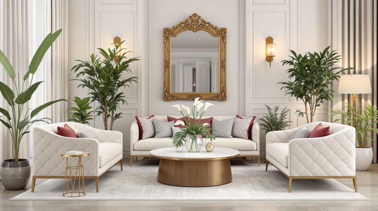 Elegant Parisian Charm in a Luxury Hotel Lobby,
