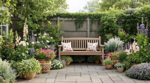 Potted English Arts and Crafts Plant Arrangement for an Unobstructed Cozy Nook in an English Cottage Backyard