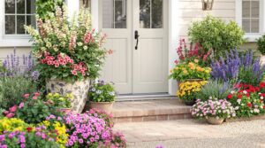 Summer Potted Plant Arrangement for Your English Cottage House Entrance: Welcoming Design