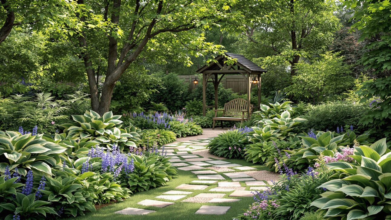 Lush Hosta Shade Garden
