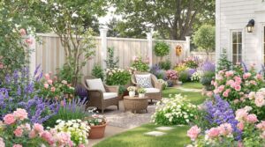 Easy Care Rose Retreat with Wicker Comfort