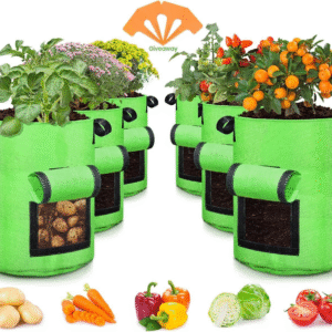 10 Gallon Potato Grow Bags, 6 Pack, Two-Sided Transparent Window Garden Planting Bag with Durable Handle, Thickened Nonwoven Fabric Pots Vegetable Grow Bags for Tomato, Carrot, Onion, Fruits, Flower