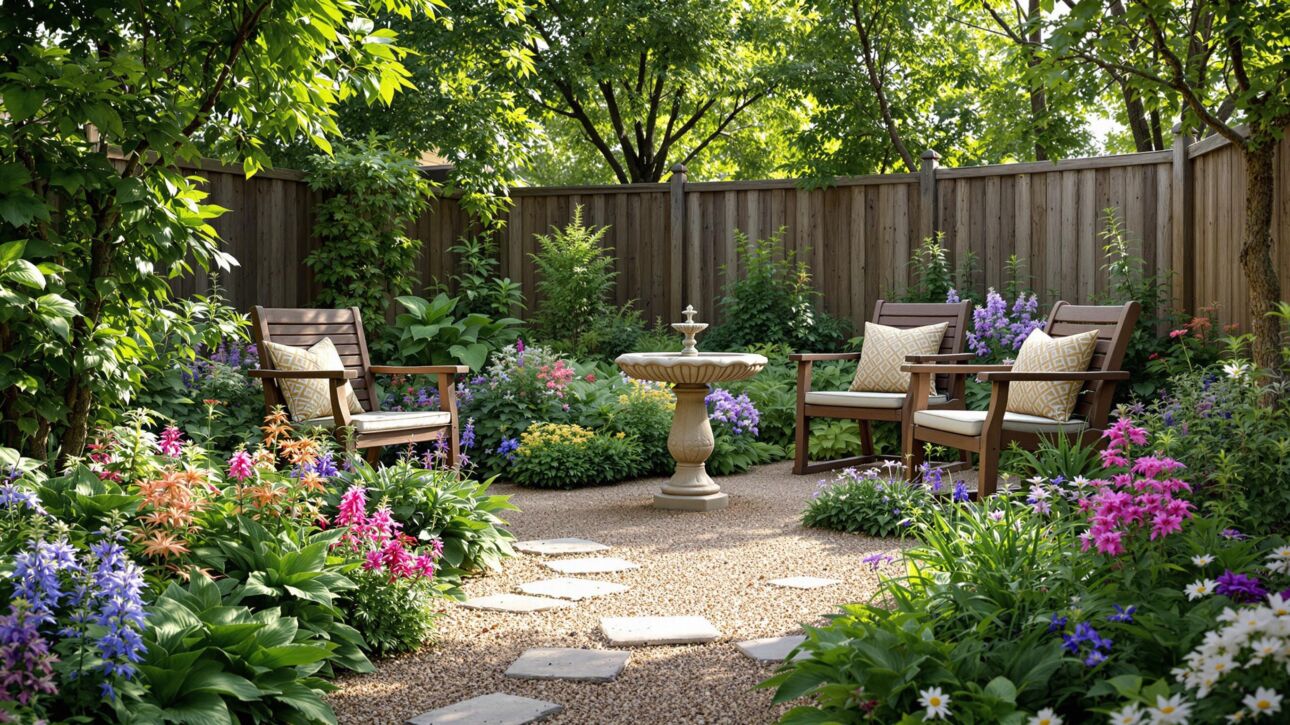 Shady Birdbath Garden