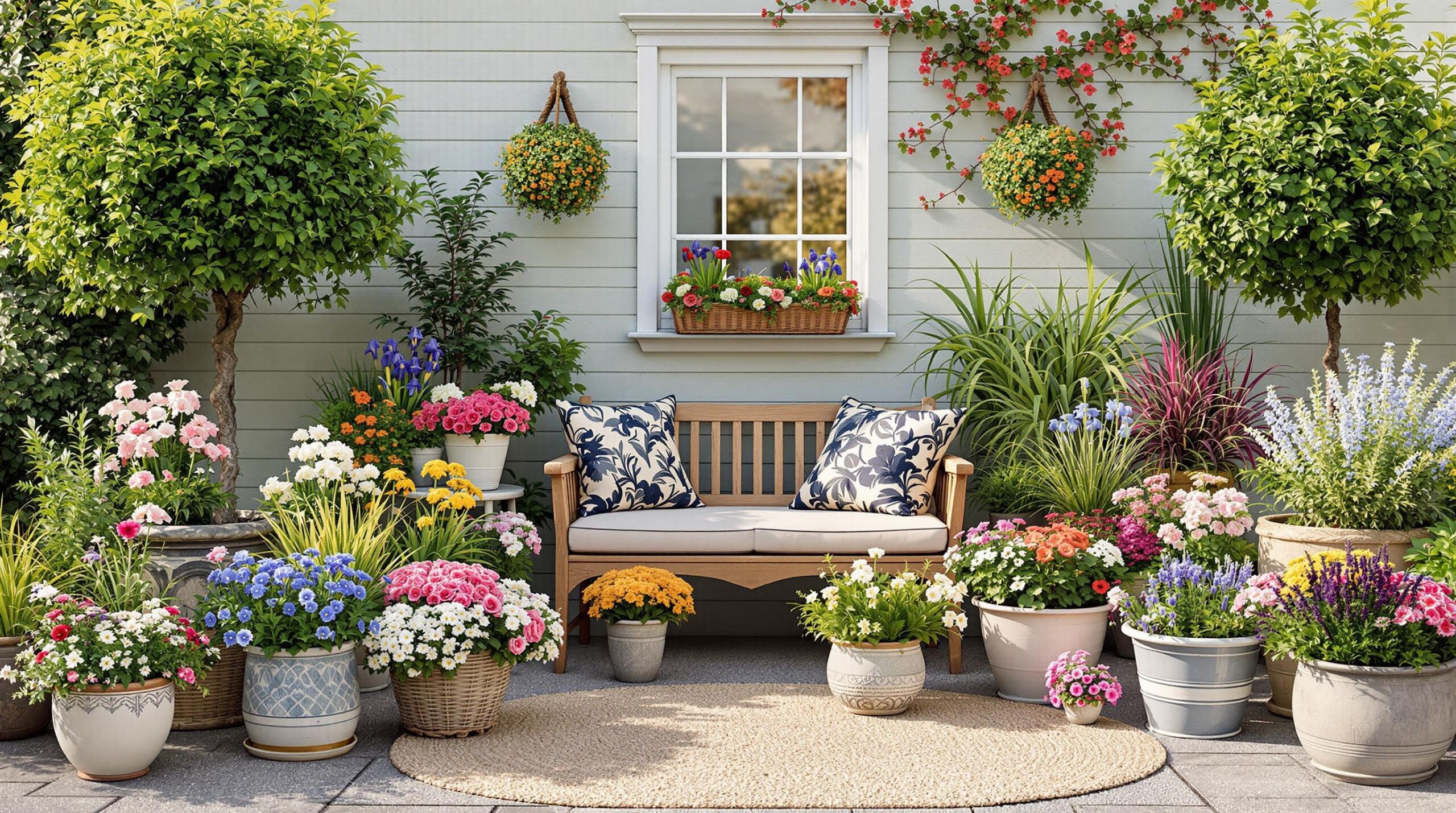English Cottage Charm: Amber Glow in Pots