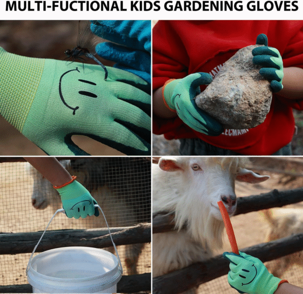 2 Pairs Toddlers Gardening Gloves, Kids Sized Garden Glove for Yard Work, Non Slip, Flexible, Breathable (Size 2 for 2, 3, 4 Year Old Children) - Image 3